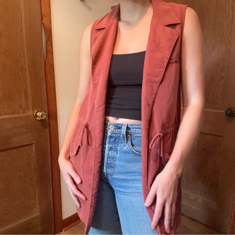 Women's Sleeveless Rust Colored Jacket Vest